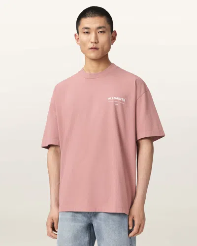 Allsaints Backstage Short Sleeve Oversized Graphic T-shirt In Pink