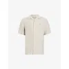 Allsaints Mens Bailey Taupe Audley Ramskull-embroidered Hemp Shirt