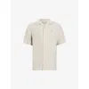 ALLSAINTS ALLSAINTS MEN'S BAILEY TAUPE AUDLEY RAMSKULL-EMBROIDERED HEMP SHIRT