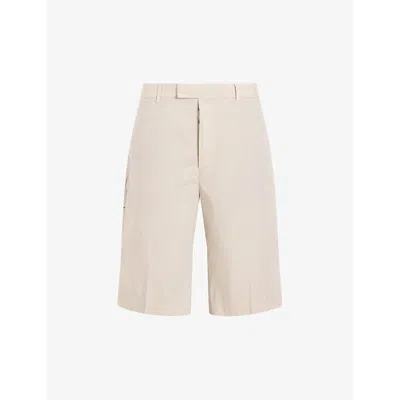 Allsaints Mens Bailey Taupe Bailey Pressed-crease Organic-cotton Shorts