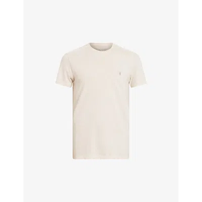 Allsaints Mens Bailey Taupe Tonic Crewneck Cotton-jersey T-shirt