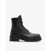 Allsaints Mens Black Hank Lace-up Leather Biker Boots In Black