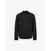 Allsaints Mens Black Hawthorne Logo-embroidered Slim-fit Stretch Organic-cotton Shirt