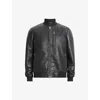 Allsaints Mens Black Kemble Ribbed Bonded-leather Jacket