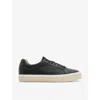 Allsaints Mens Black Brody Logo-debossed Low-top Leather Trainers In Black