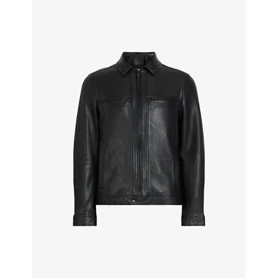 Allsaints Nellcot Zip Up Leather Jacket In Black