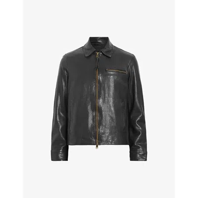 Allsaints Leather Miller Jacket In Black