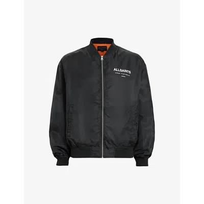 Allsaints Underground Relaxed Fit Bomber Jacket In Black