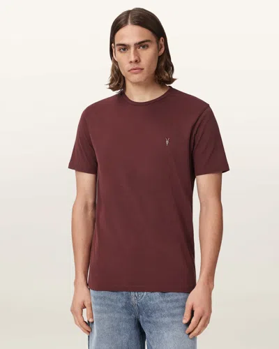 Allsaints Mens Burnt Red Brace Logo-embroidered Cotton-jersey T-shirt Xl In Brown