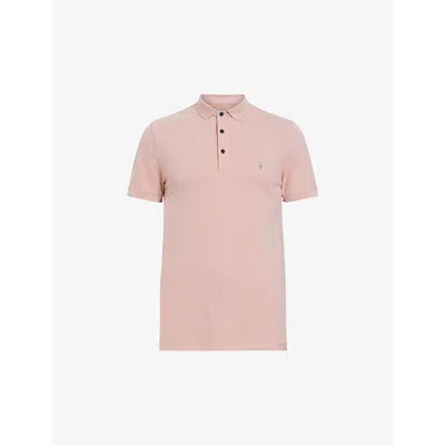 Allsaints Mens Bramble Pink Reform Ss Cotton-piqué Polo Shirt
