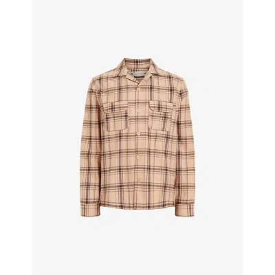 Allsaints Wendel Checked Relaxed Fit Shirt In Bramble Pink