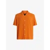 Allsaints Mens Burnt Orange Venice Relaxed-fit Short-sleeved Woven Shirt