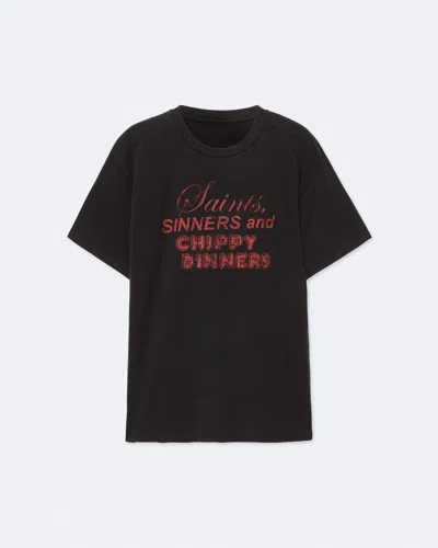Allsaints Chippy Dinners Cotton Crewneck T-shirt In Black