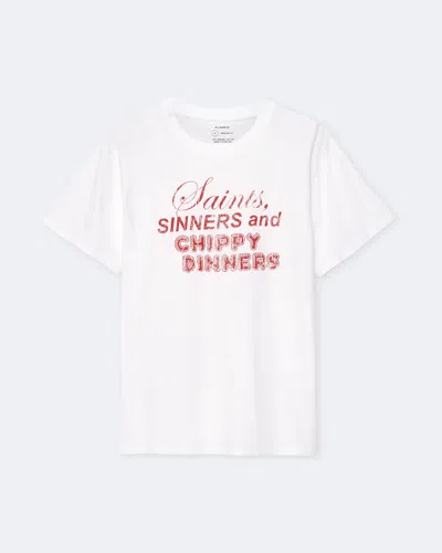 Allsaints Chippy Dinners Cotton Crewneck T-shirt In White