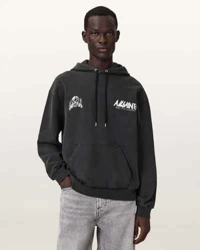 Allsaints Men's Chromium Long Sleeve Graphic Hoodie In Black