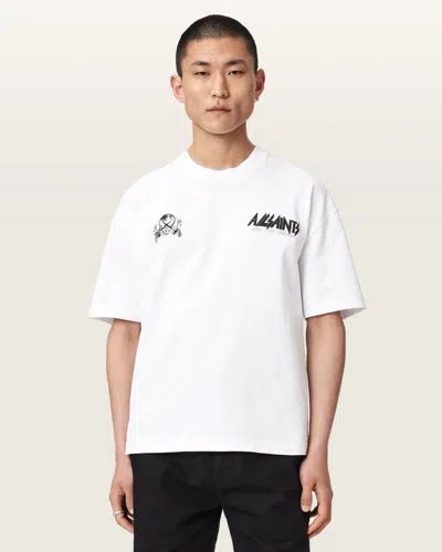 Allsaints Chromium Short Sleeve Graphic T-shirt In White