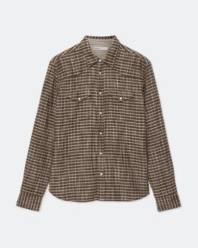 Allsaints Court Cotton Check Pocket Shirt In Brown