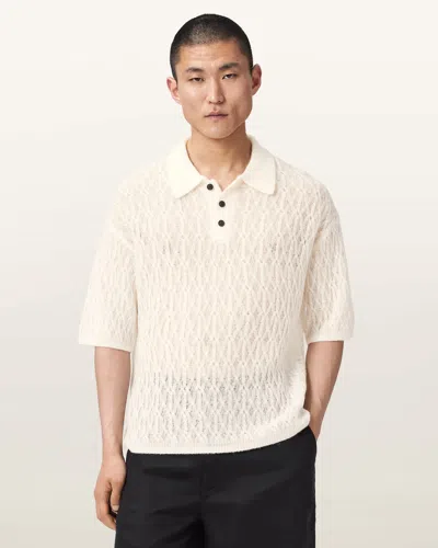 Allsaints Cyclone Textured Short Sleeve Polo In Neutral
