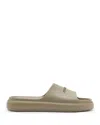 Allsaints Dune Slip On Logo Slides In Stone Grey