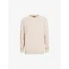 Allsaints Mens Dust Taupe Raven Logo-embroidered Cotton-jersey Sweatshirt