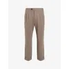 ALLSAINTS ALLSAINTS MENS EARTHY BROWN HELM CROPPED TAPERED-LEG STRETCH-WOVEN TROUSERS