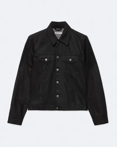 Allsaints Cotton Fitted Pocket Trucker Jacket In Black