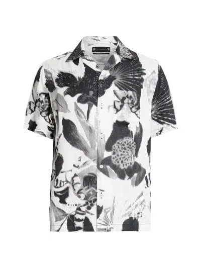 Allsaints Men's Frequency Floral Camp Shirt In Off White