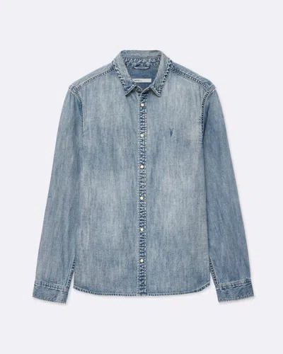 Allsaints Gleason Casual Cotton Denim Shirt In Blue