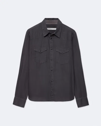 Allsaints Hanway Western Point Collar Pocket Shirt In Black