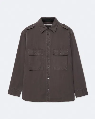 Allsaints Mens Hart Long-sleeve Cotton Shirt Faded Brown Xs
