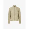 Allsaints Kemble Suede Bomber Jacket In Herb Green