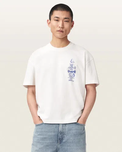 Allsaints Mens Chalk White Ignis Graphic-print Cotton T-shirt