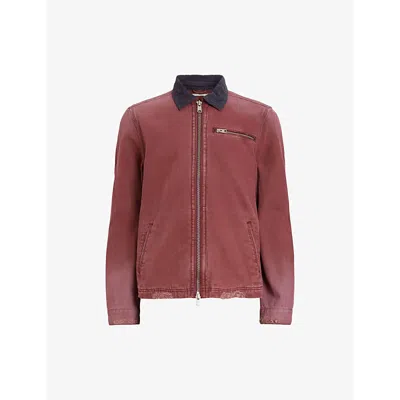 Allsaints Rothwell Corduroy Collar Jacket In Imperial Red
