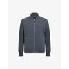 Allsaints Bassett Ramskull-embroidered Organic Cotton-blend Bomber Jacket In Jackson Blue