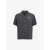 Allsaints Mens Jackson Blue Underground Logo-print Relaxed-fit Woven Shirt