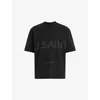 Allsaints Mens Jet Black Biggy Logo-print Relaxed-fit Organic-cotton T-shirt
