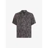 ALLSAINTS ALLSAINTS MEN'S JET BLACK BOOMSLANG SNAKE-PRINT RELAXED-FIT WOVEN SHIRT