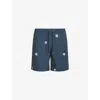 Allsaints Mens Jet Black Daisical Floral-print Elasticated-waist Woven Swim Shorts In Jet Black