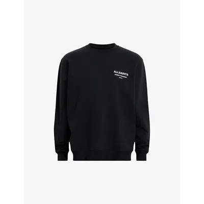 Allsaints Underground Logo Graphic-print Cotton Sweatshirt In Jet Black