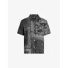 Allsaints Mens Jet Black Tijuana Banana-print Relaxed-fit Organic-cotton Shirt