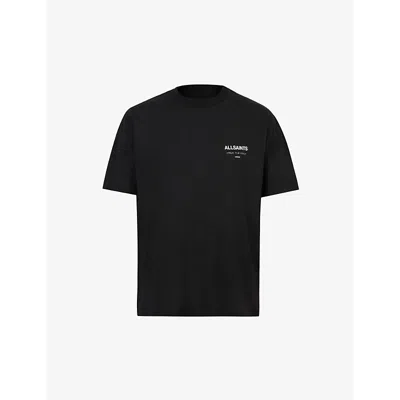 Allsaints Mens Underground Logo-print Relaxed-fit Organic-cotton T-shirt Jet Black