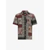 Allsaints Marquee Graphic-print Cotton Shirt In Jet Black Ecru