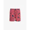 ALLSAINTS ALLSAINTS MENS JET BLK/RED KAZA GRAPHIC-PRINT SLIM-FIT WOVEN SWIMSHORTS