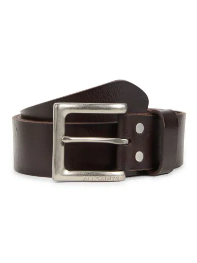 Allsaints Men's Leather Box Frame Belt In Bitter Brown