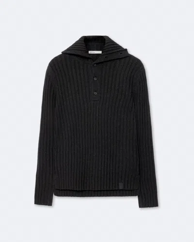 Allsaints Liev Wool Blend Funnel Neck Sweater In Black
