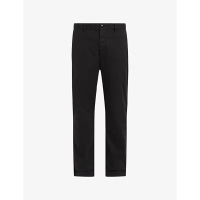 Allsaints Mens Liquorice Blac Rhode Straight-leg Relaxed-fit Stretch Organic-cotton Trousers