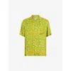 Allsaints Mens Lizard Green Leopaz Graphic-print Woven Shirt