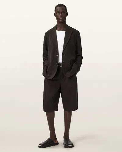 Allsaints Men's Marko Tailored Linen Blend Shorts In Black
