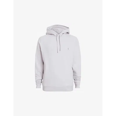 Allsaints Mens Milky Grey Raven Logo-embroidered Cotton-fleece Hoody In Machine Grey