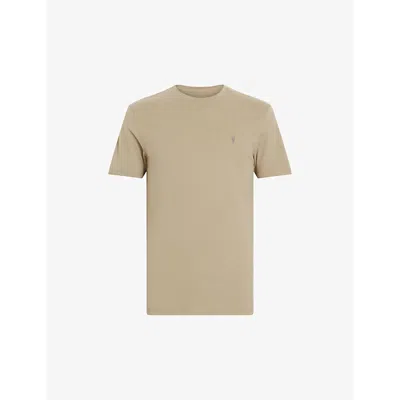Allsaints Mens Moorland Brown Brace Crewneck Cotton-jersey T-shirt In Moorland Brown